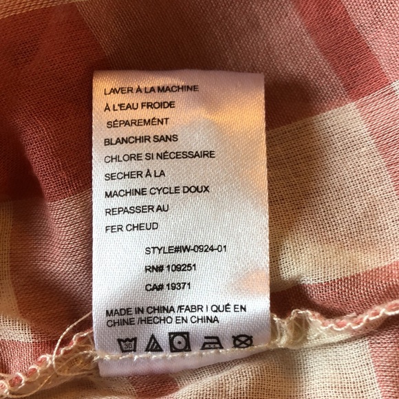 ISABELE SINCLAIR size XL Plaid Pink-Ecru Hi-Collar Ruffle Buttonfront $88 NEW - Picture 10 of 12